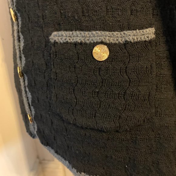 Trina Turk Black Wool Textured Knit Cardigan - Picture 3 of 8